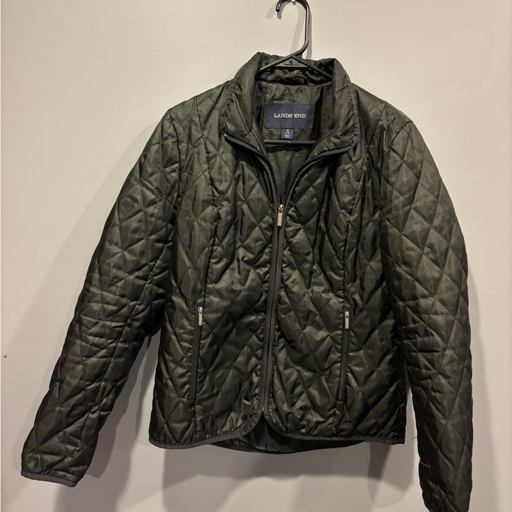 Lands' End Black Quilted Jacket
